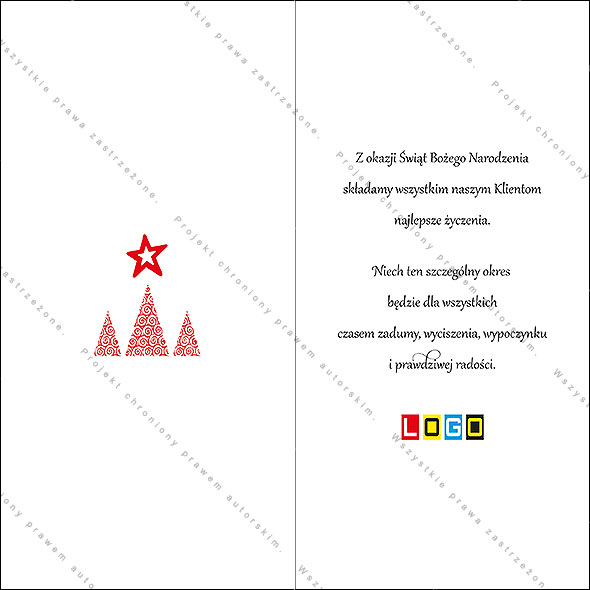 Kartki świąteczne nieskładane - BN3-233 rewers